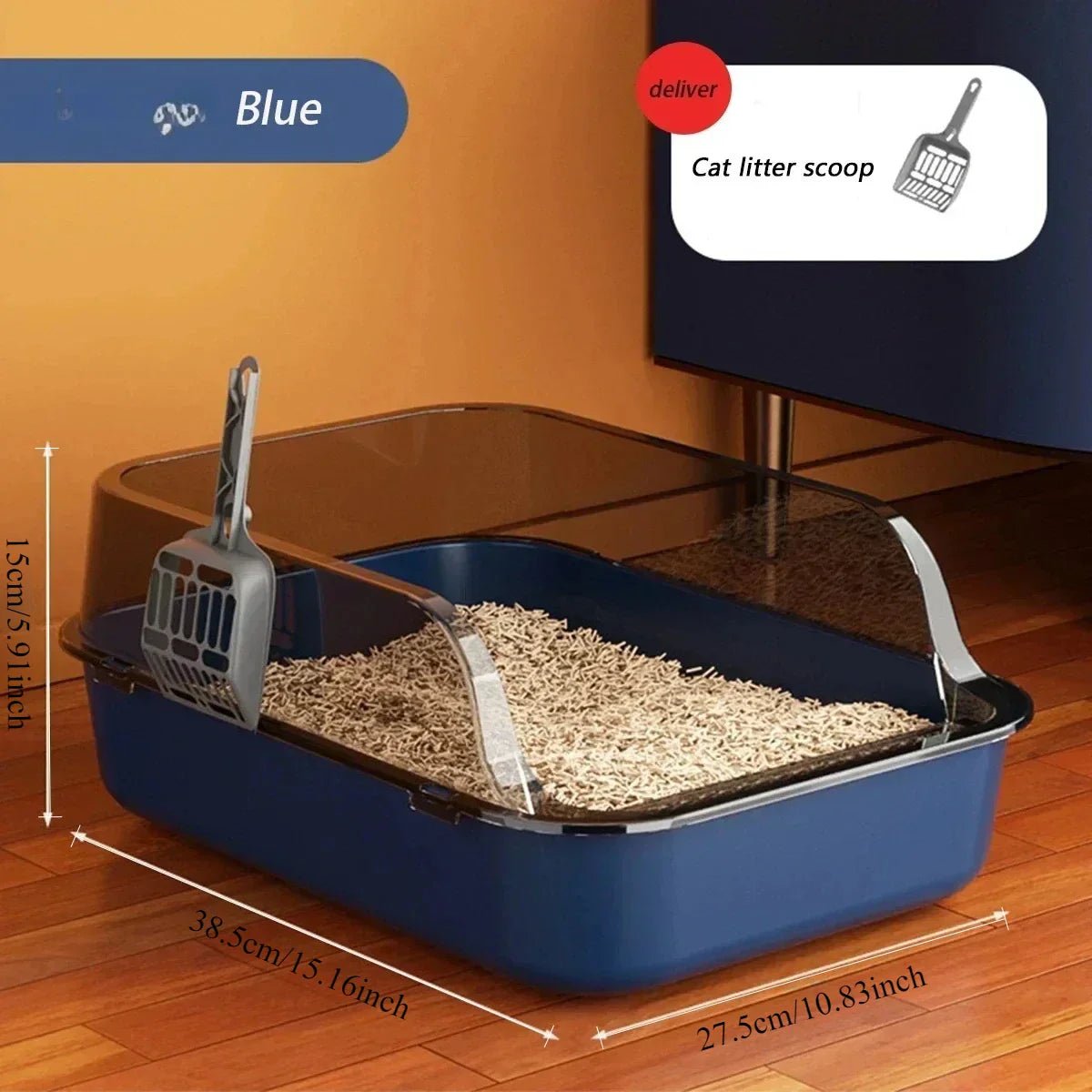 TuTuSol Semi - Enclosed Cat Litter Box – Large Capacity, Splashproof & Easy Clean - TuTuSol Pet Supplies n' More!