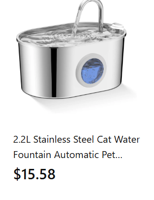 TuTuSol 2.2L Stainless Steel Cat Water Fountain – Automatic Pet Water Dispenser