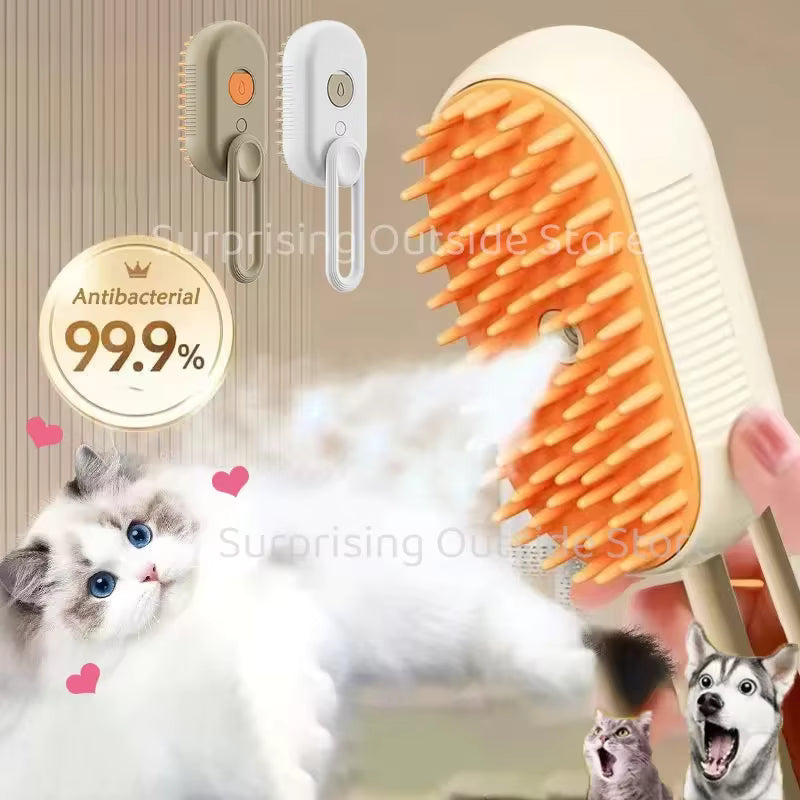 TuTuSol 3-in-1 Pet Spray Massage Brush – Steam Spray Grooming Tool for Cats & Dogs