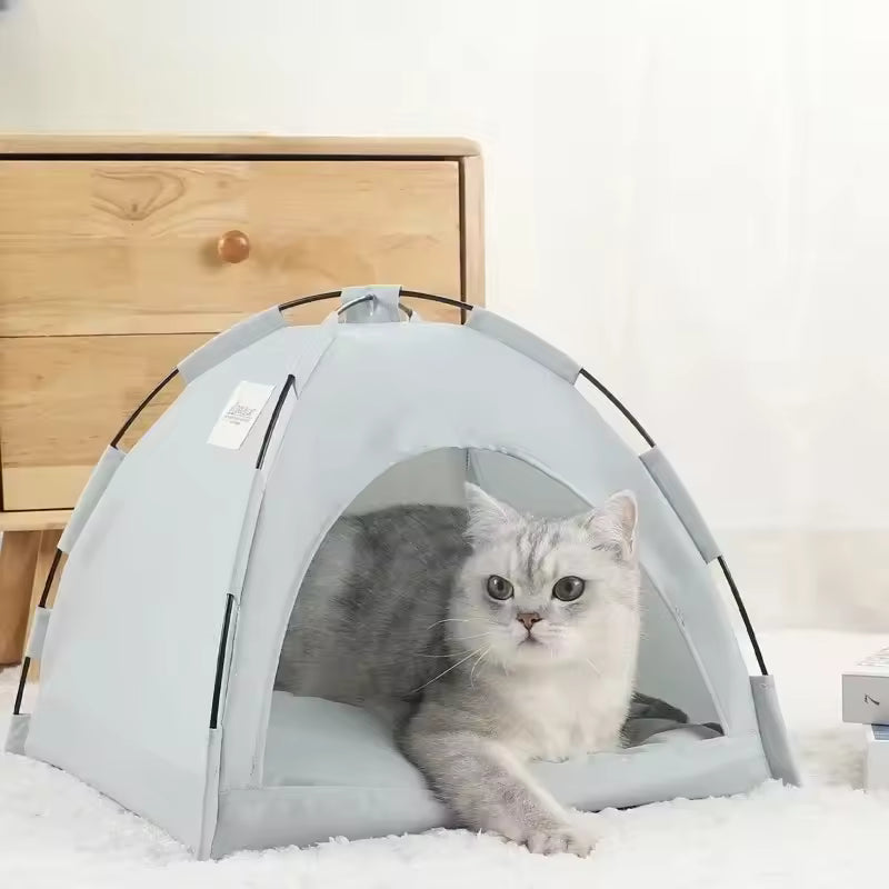 TuTuSol Warm Clamshell Cat Tent – Cozy Winter Kitten Hideaway with Cushion