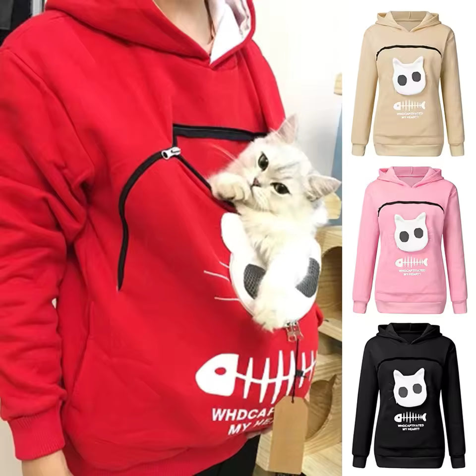 TuTuSol Cat Carrier Hoodie – Unisex Kangaroo Pouch Sweatshirt for Cats & Small Dogs