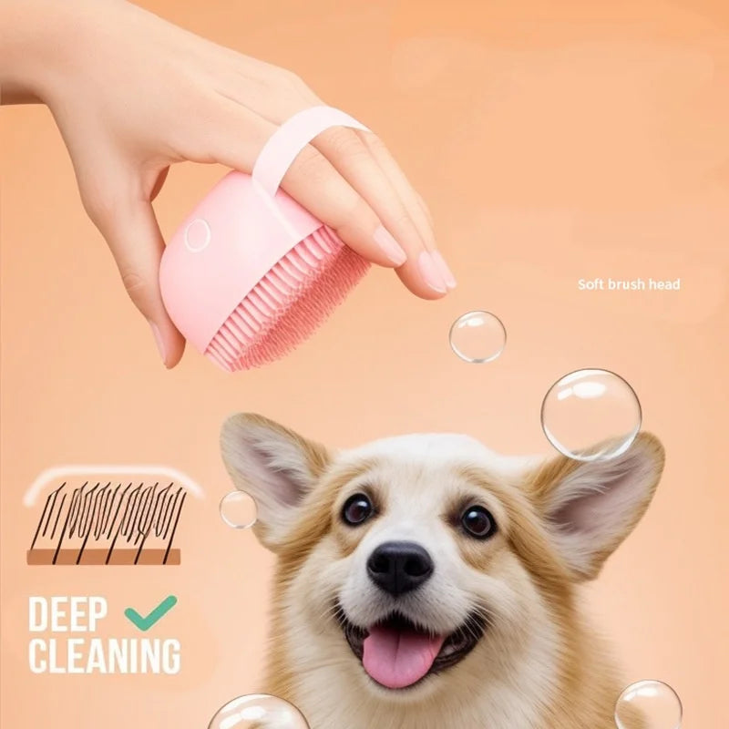 TuTuSol Silicone Dog Bath Massage Glove with Shampoo Dispenser – Gentle Grooming Brush for Dogs & Cats