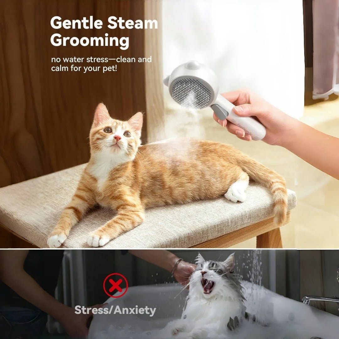 TuTuSol Steam Pet Grooming Brush Pro – Rechargeable Self - Cleaning Spray Brush - TuTuSol Pet Supplies n' More!