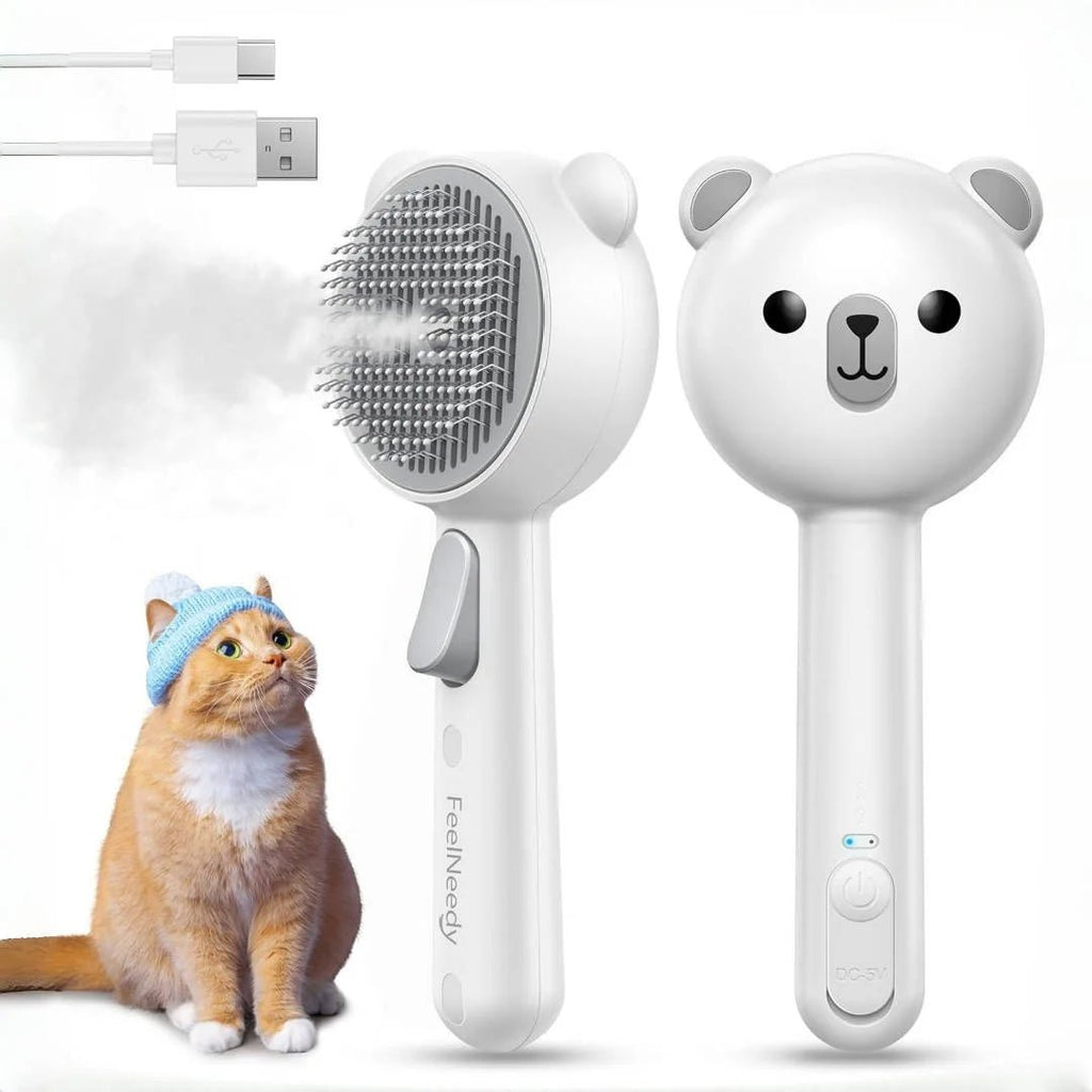 TuTuSol Steam Pet Grooming Brush Pro – Rechargeable Self - Cleaning Spray Brush - TuTuSol Pet Supplies n' More!