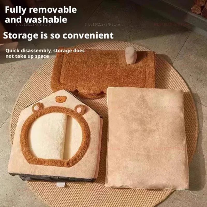 Enclosed Cat Kennel – Washable, Dirt - Resistant Cat House Villa - TuTuSol Pet Supplies n' More!