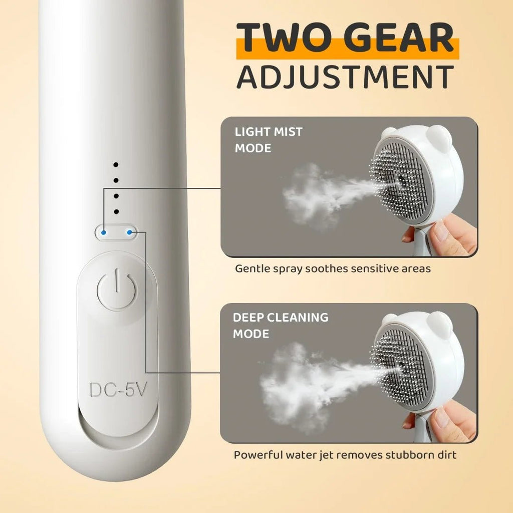 TuTuSol Steam Pet Grooming Brush Pro – Rechargeable Self - Cleaning Spray Brush - TuTuSol Pet Supplies n' More!