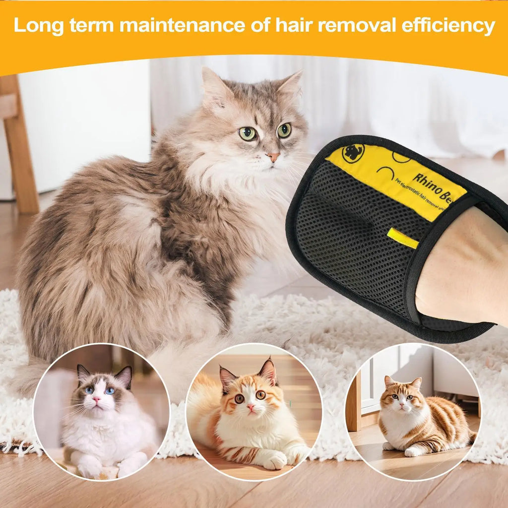TuTuSol Electrostatic Cat Grooming Gloves – Double-Sided Pet Hair Remover Mitt (2-Pack)