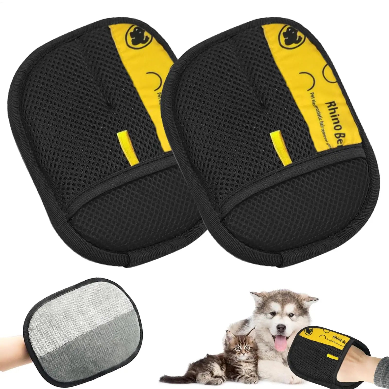 TuTuSol Electrostatic Cat Grooming Gloves – Double-Sided Pet Hair Remover Mitt (2-Pack)