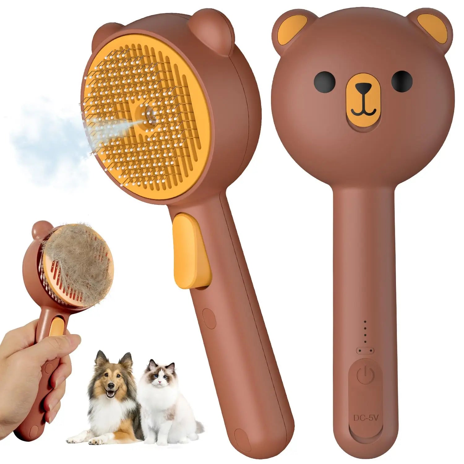 TuTuSol Steam Pet Grooming Brush Pro – Rechargeable Self - Cleaning Spray Brush - TuTuSol Pet Supplies n' More!