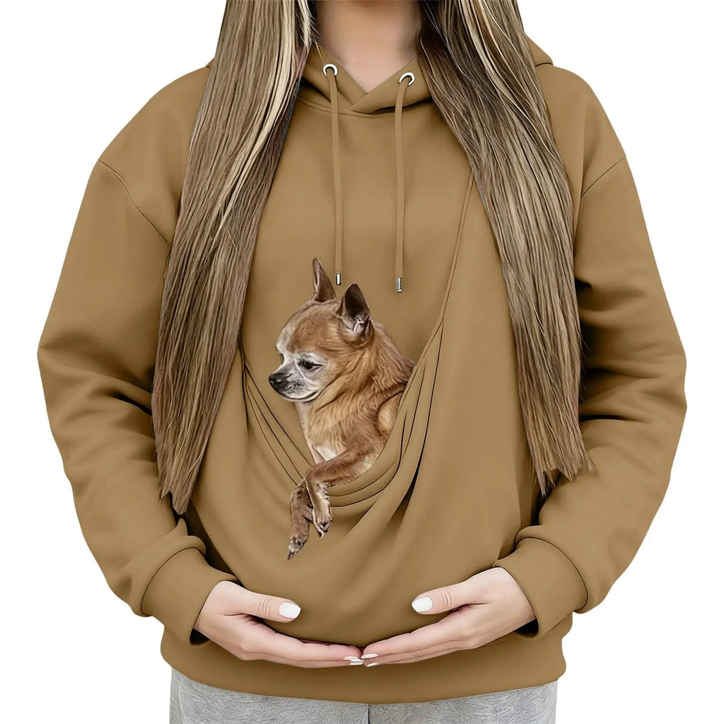 TuTuSol Pet Carrier Hoodie – Unisex Kangaroo Pouch Sweatshirt for Cats & Small Dogs