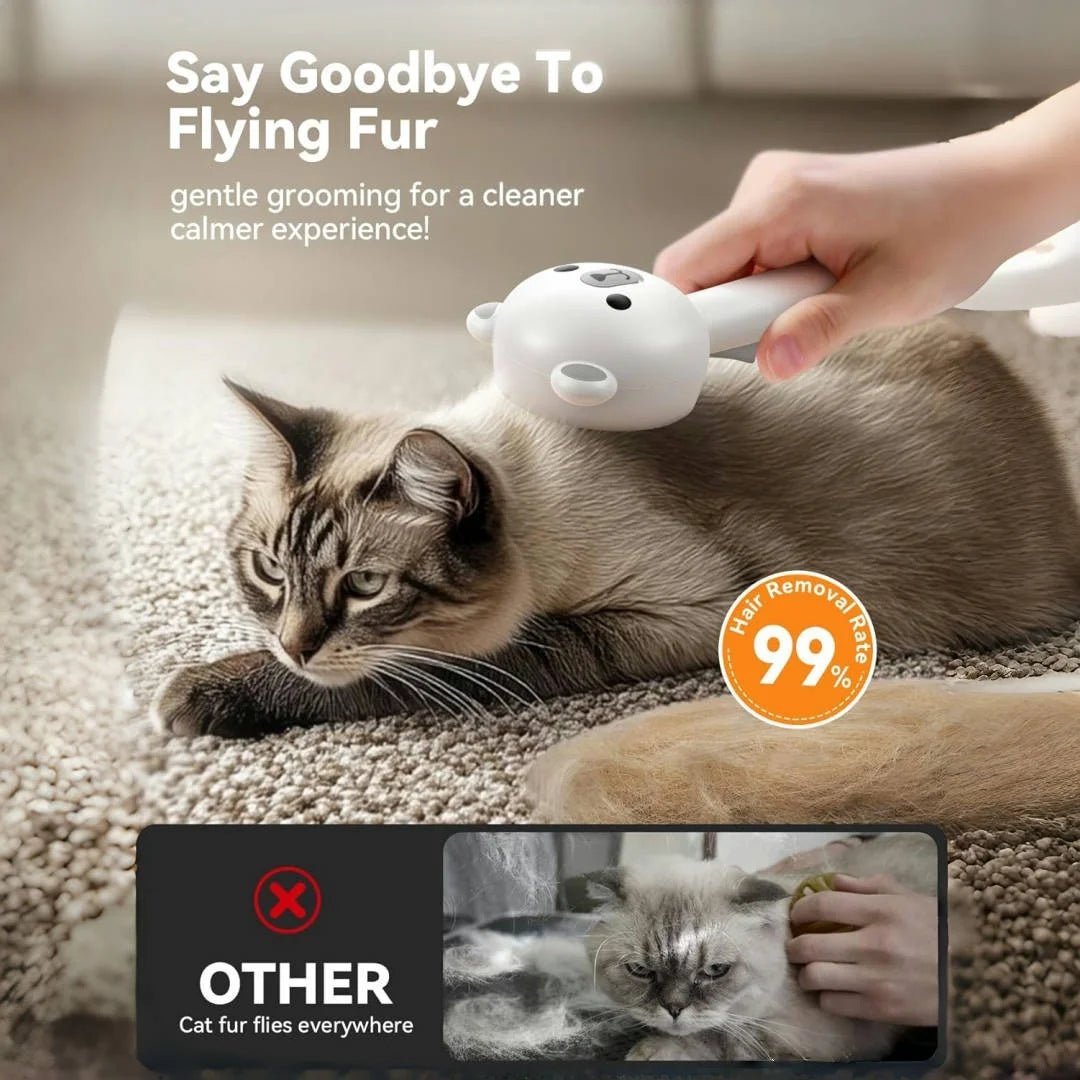 TuTuSol Steam Pet Grooming Brush Pro – Rechargeable Self - Cleaning Spray Brush - TuTuSol Pet Supplies n' More!
