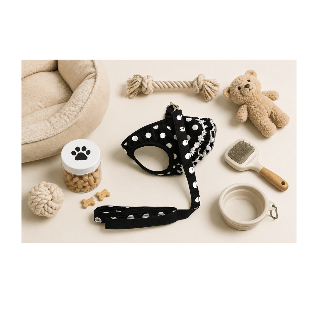 TuTuSol Polka Dot Dog Harness & Leash Set – Vest Harness with Lead for Small Dogs & Cats - TuTuSol Pet Supplies n' More!