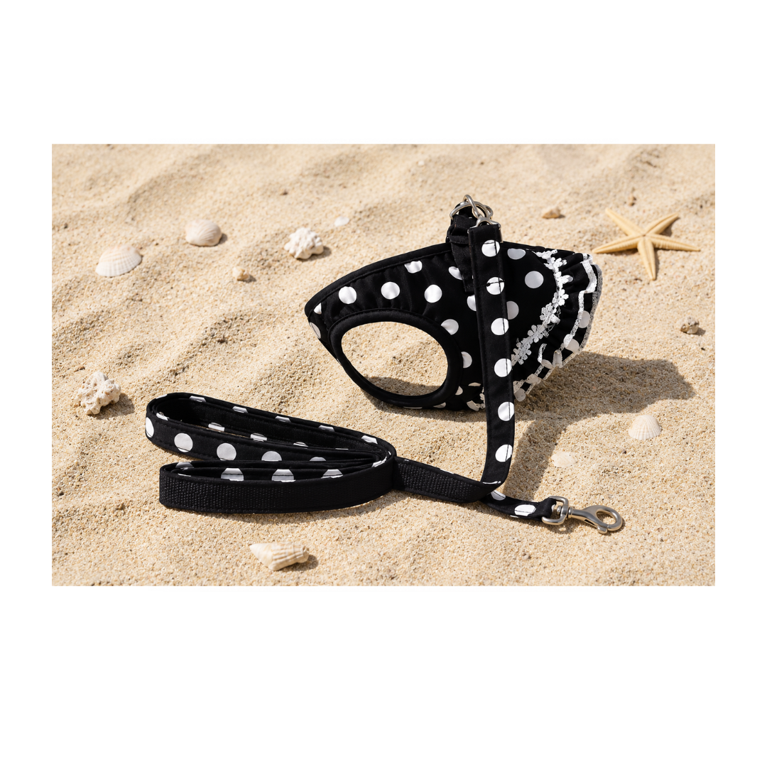 TuTuSol Polka Dot Dog Harness & Leash Set – Vest Harness with Lead for Small Dogs & Cats